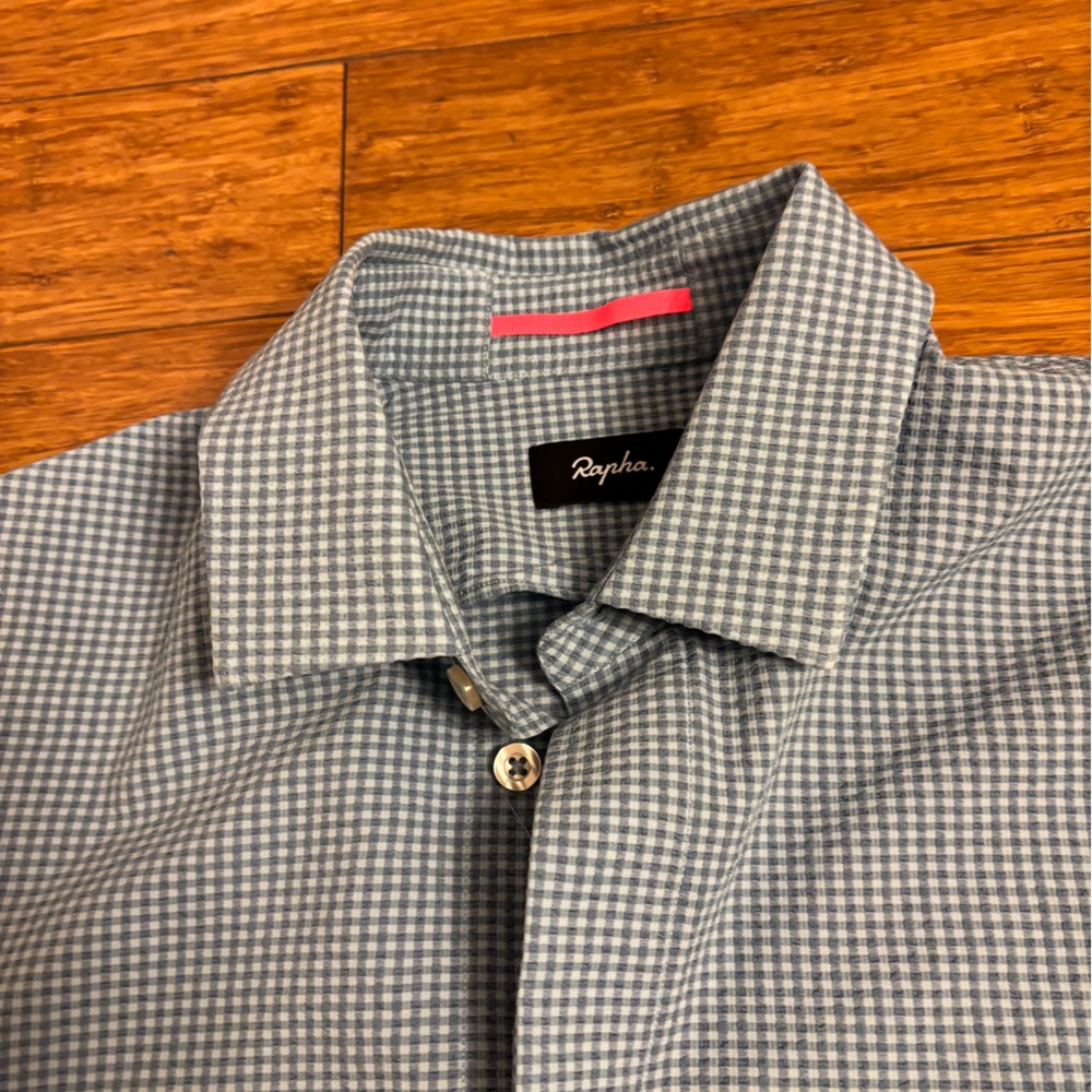 Rapha blue Gray Checkered performance Button Down… - image 3